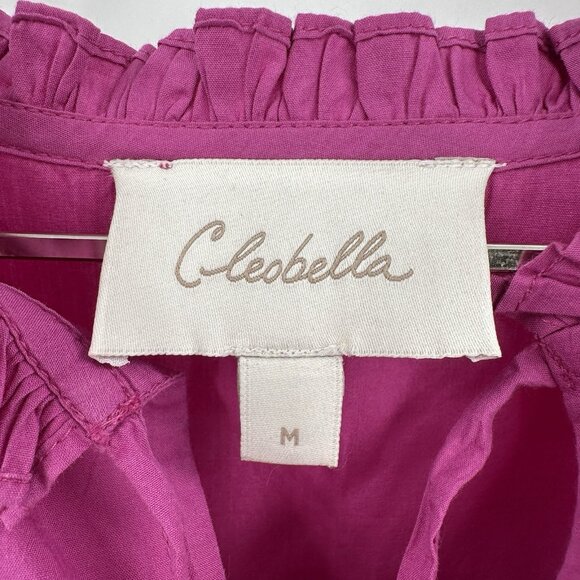 Cleobella Purple Ruffle Front Blouse size M Medium 100% Organic Cotton Top NEW - Picture 2 of 5